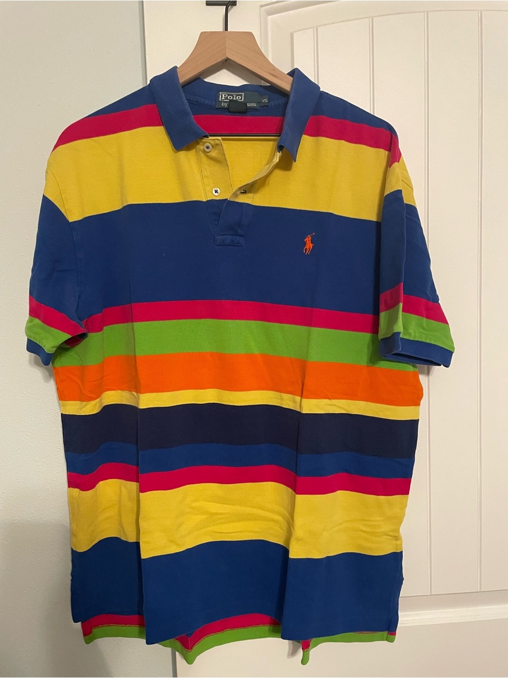 Ralph Lauren Multicolor Striped Polo Shirt - Blue, Yellow, Orange, Pink, Green